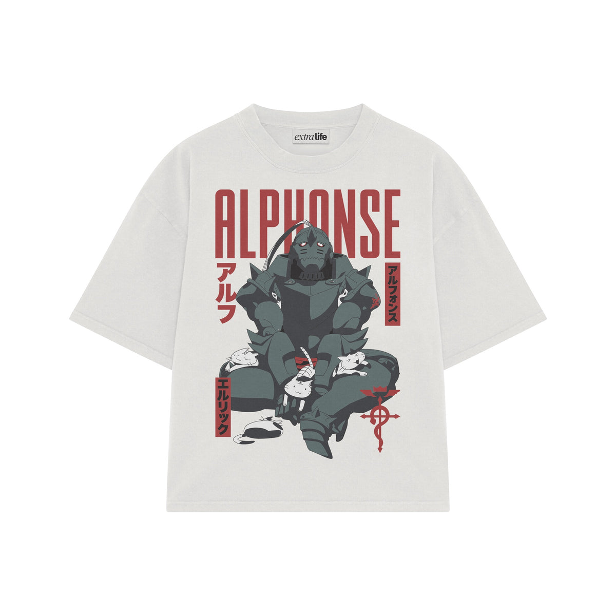 Playera streetwear premium de anime y gaming ExtraLife MX, corte oversized drop shoulder ligero y fresco en color Deep Black y Off-White, moda urbana mexicana de culto.