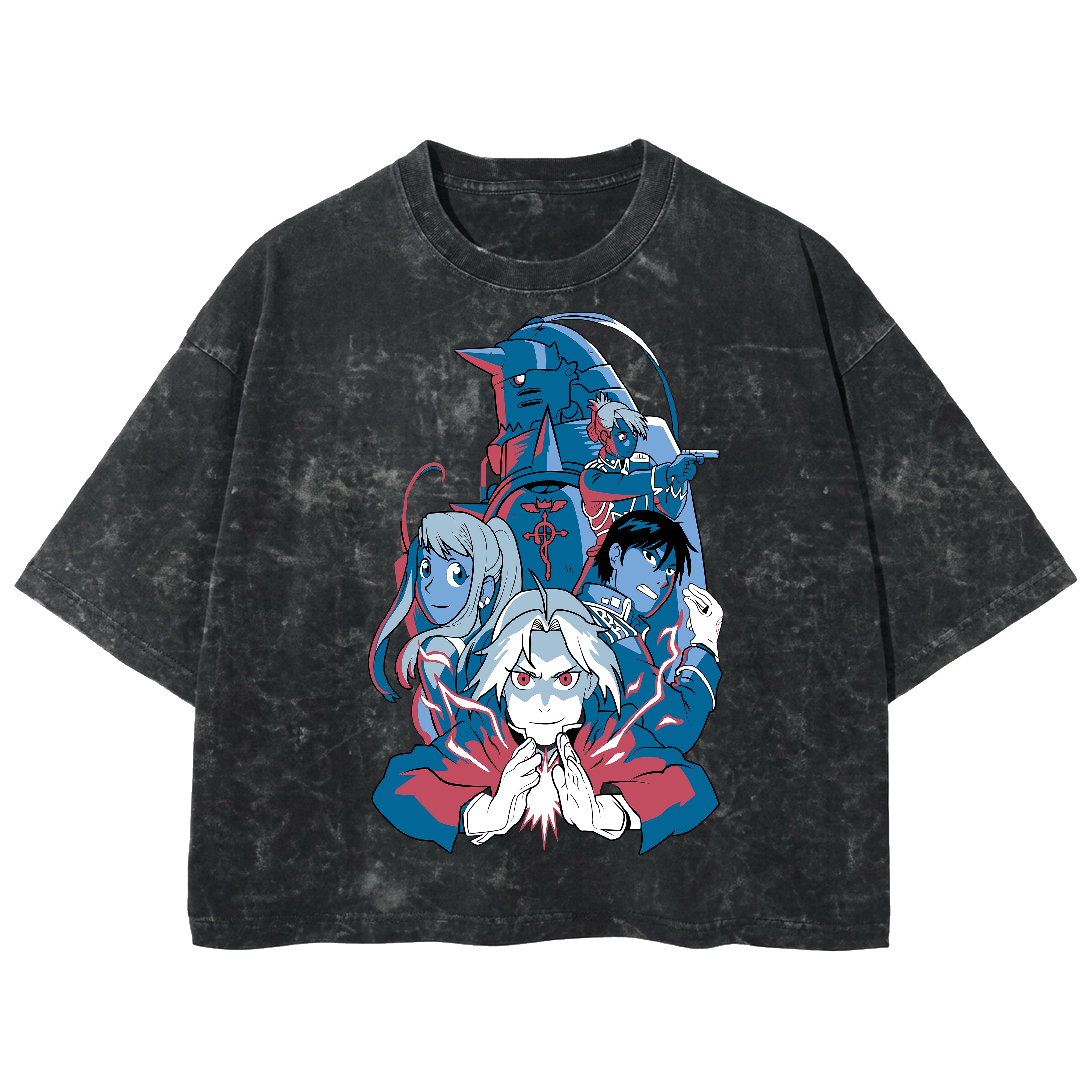Playera streetwear premium de anime y gaming ExtraLife MX, corte boxy deluxe mineral wash heavyweight en color Acid Wash, moda urbana mexicana de culto.