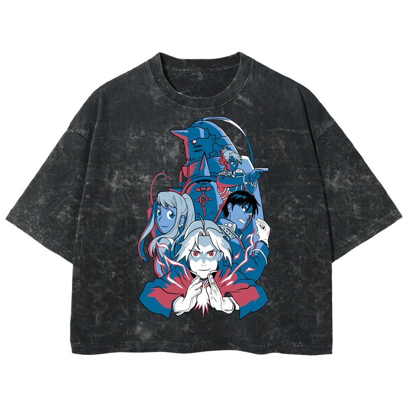 Playera streetwear premium de anime y gaming ExtraLife MX, corte boxy deluxe mineral wash heavyweight en color Acid Wash, moda urbana mexicana de culto.
