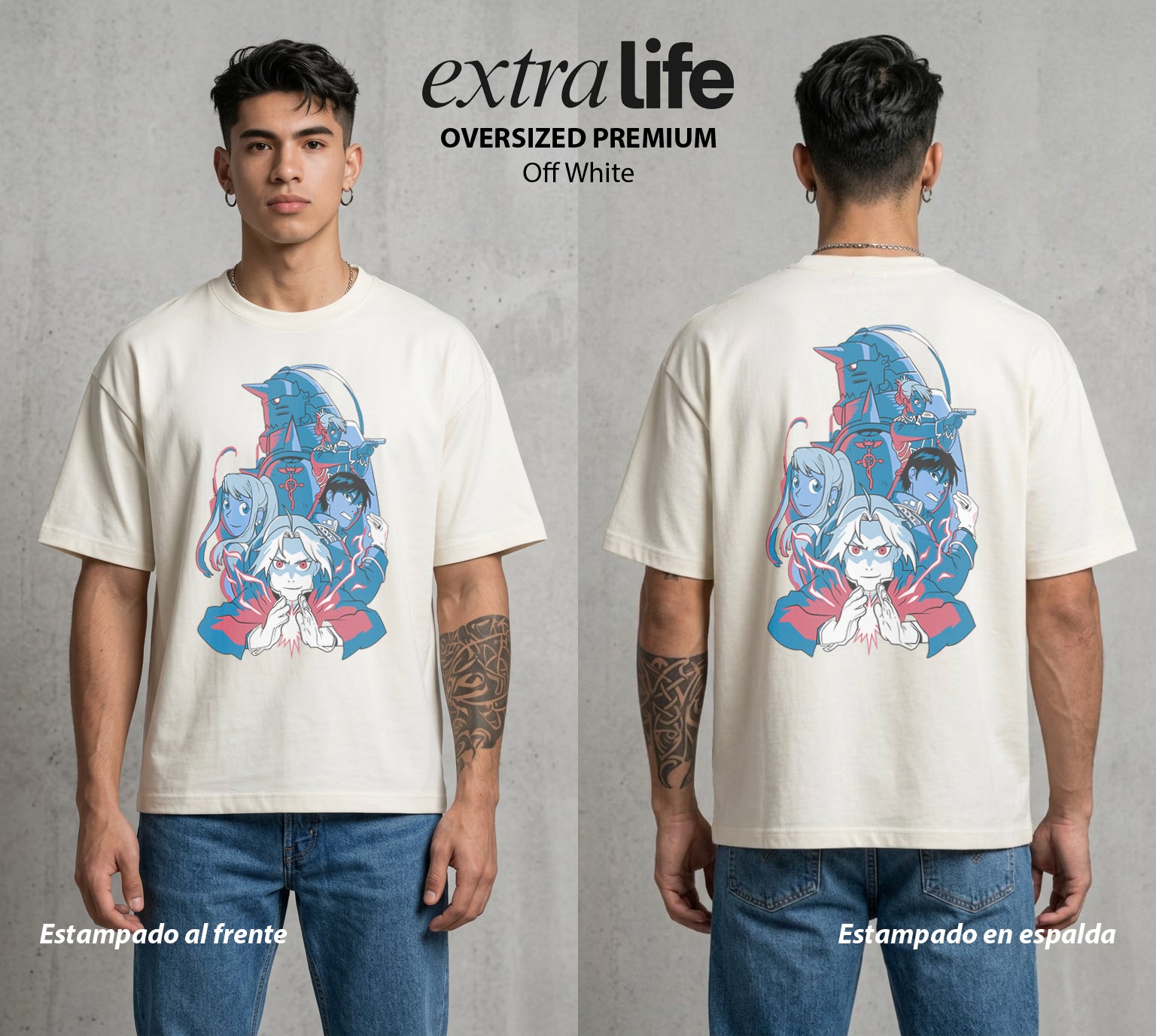 El Precio de la Alquimia | Los Alquimistas del Bien #01477 - Playera Oversized Premium | Off White - Foto en modelo