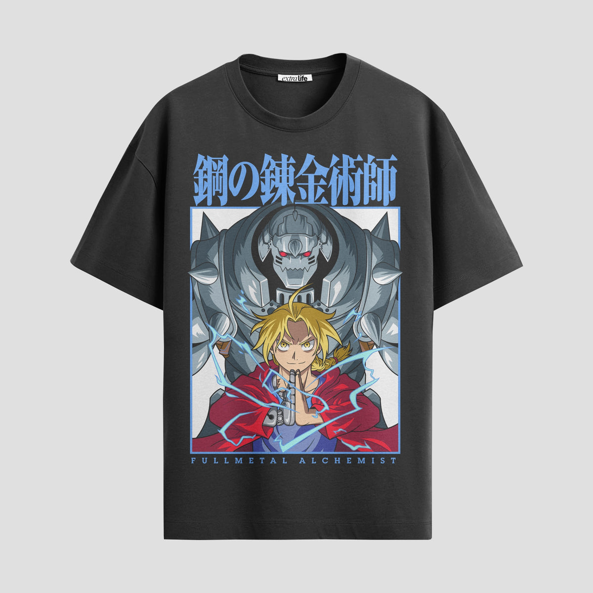 Playera urbana de anime y gaming ExtraLife MX, corte Classic Premium unisex ligero y transpirable en color Deep Black y Pure White, ropa de uso diario para gym y casual.
