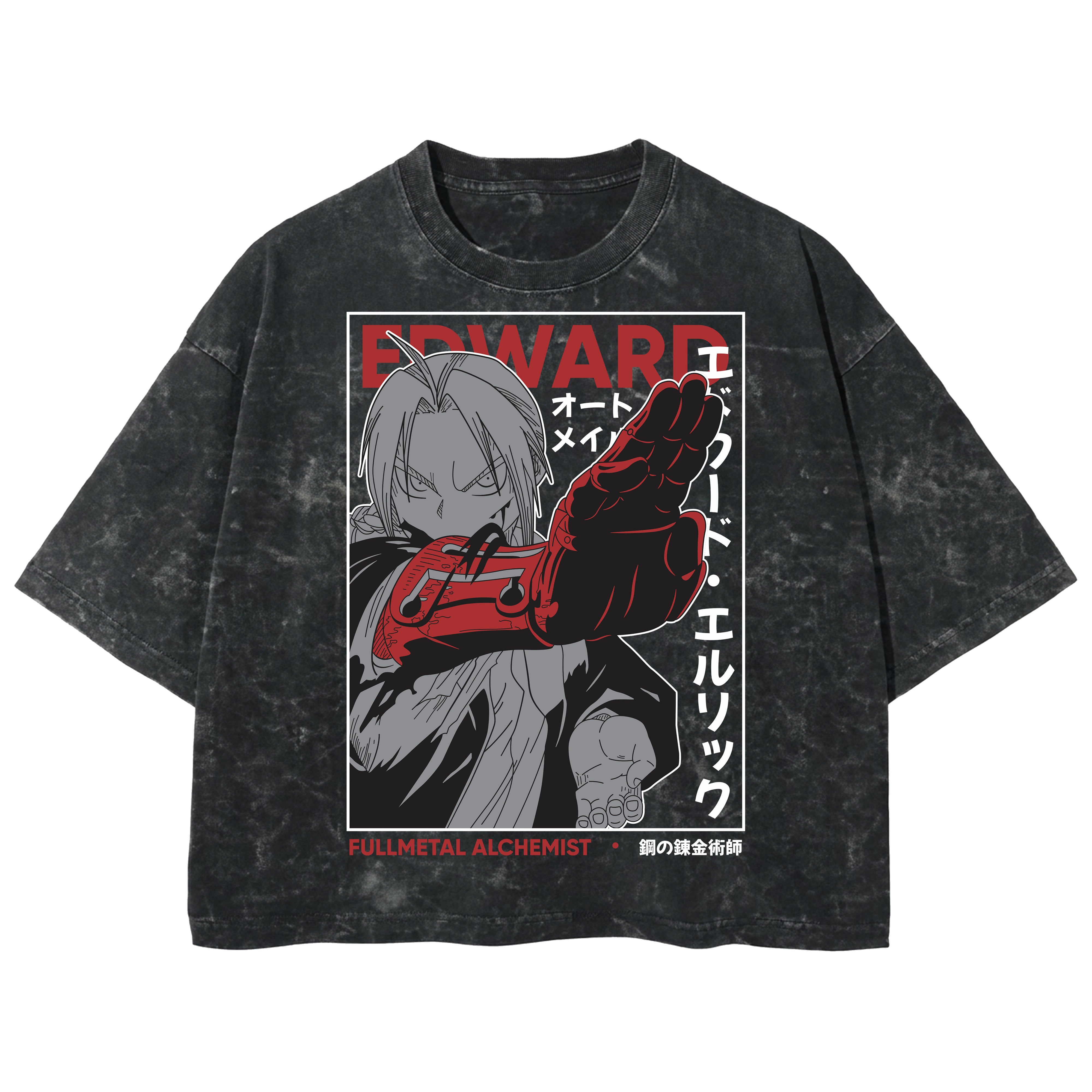 Playera streetwear premium de anime y gaming ExtraLife MX, corte boxy deluxe mineral wash heavyweight en color Acid Wash, moda urbana mexicana de culto.