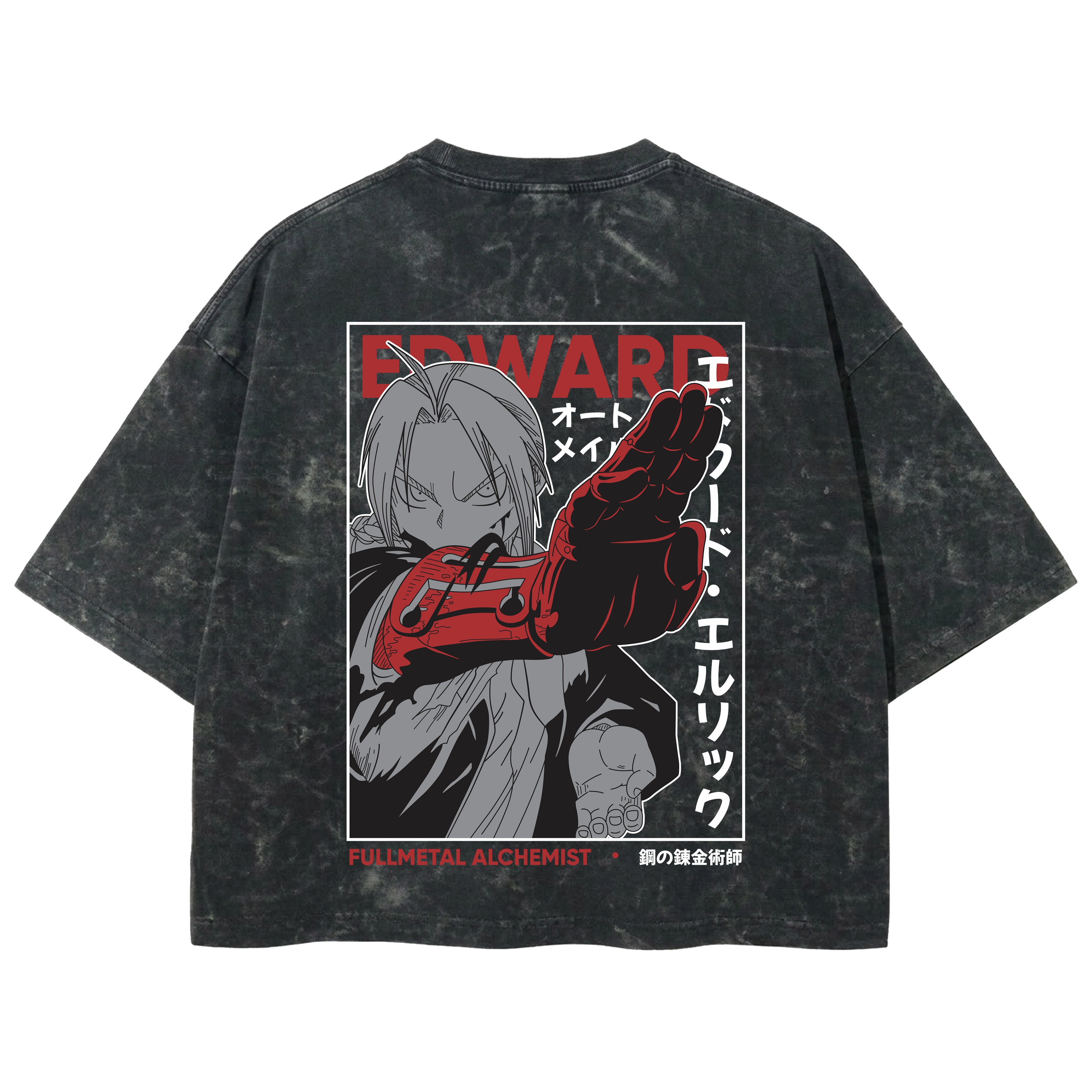 Playera streetwear premium de anime y gaming ExtraLife MX, corte boxy deluxe mineral wash heavyweight en color Acid Wash, moda urbana mexicana de culto.