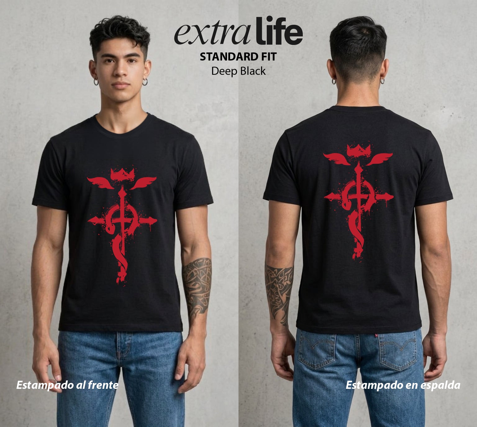 El Precio de la Alquimia | El Sello del Alquimista #01482 - Playera Standard Fit | Deep Black - Foto en modelo