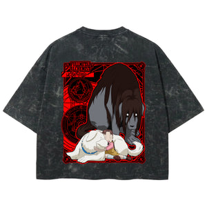 Playera streetwear premium de anime y gaming ExtraLife MX, corte boxy deluxe mineral wash heavyweight en color Acid Wash, moda urbana mexicana de culto.