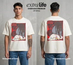 El Precio de la Alquimia | La Niña del Lab #01483 - Playera Oversized Premium | Off White - Foto en modelo