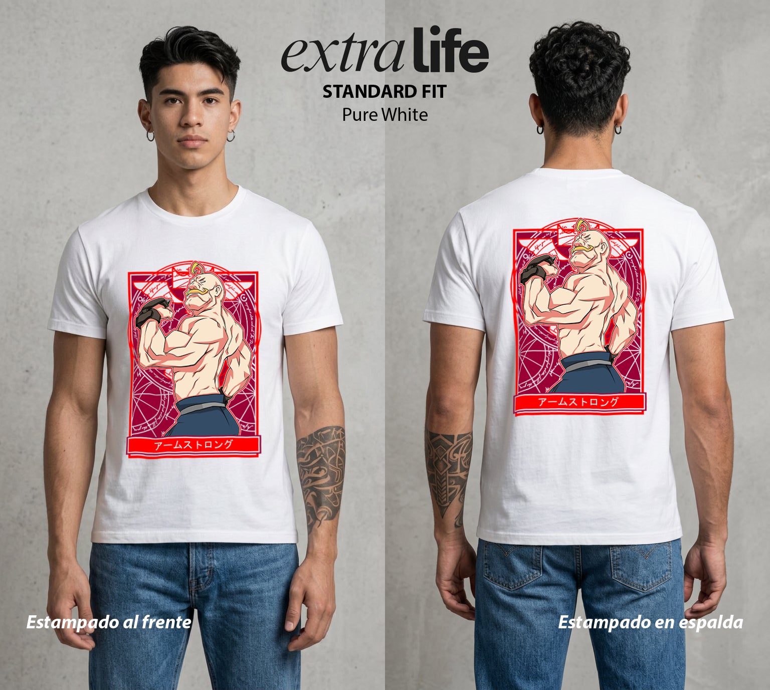 El Precio de la Alquimia | Musculos de Piedra #01489 - Playera Standard Fit | Pure White - Foto en modelo