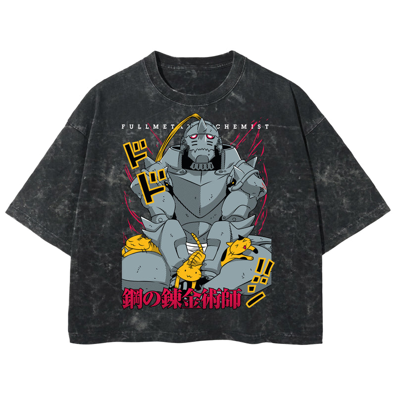 Playera streetwear premium de anime y gaming ExtraLife MX, corte boxy deluxe mineral wash heavyweight en color Acid Wash, moda urbana mexicana de culto.