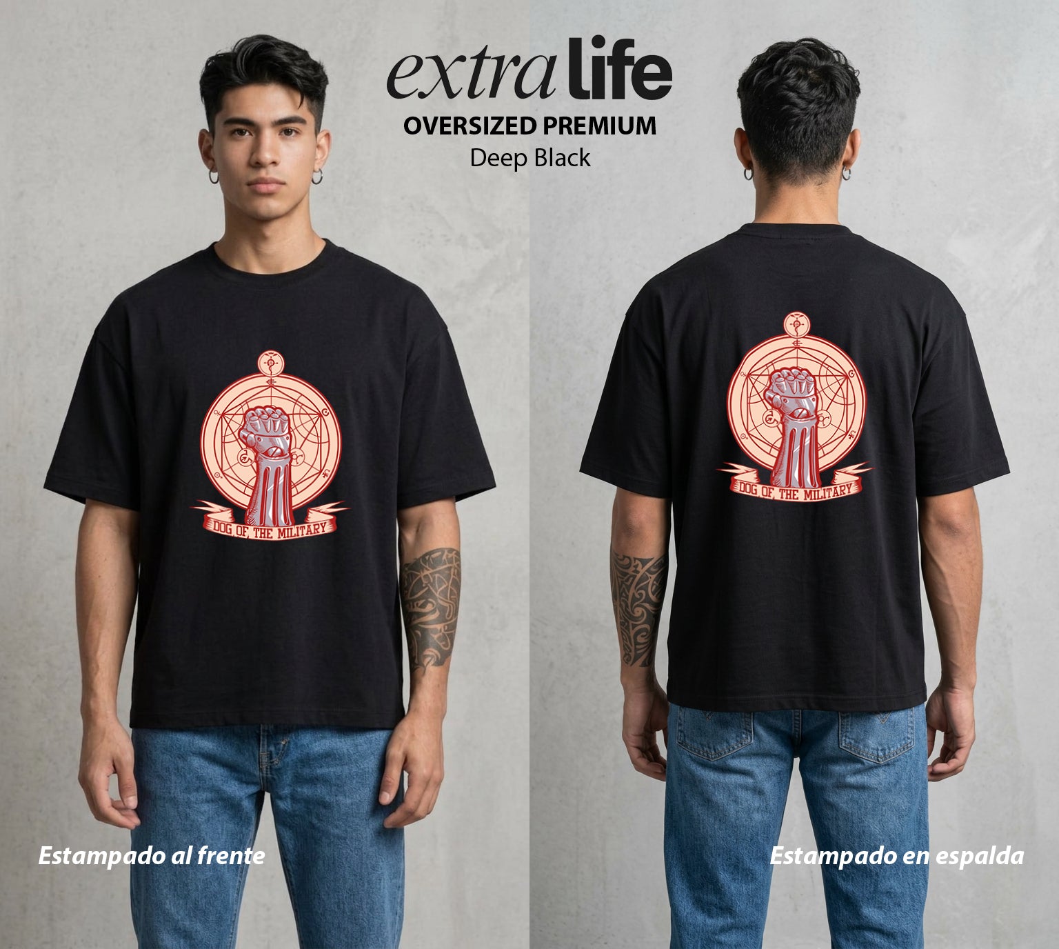 El Precio de la Alquimia | El Perro del Estado #01492 - Playera Oversized Premium | Deep Black - Foto en modelo