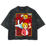 Playera streetwear premium de anime y gaming ExtraLife MX, corte boxy deluxe mineral wash heavyweight en color Acid Wash, moda urbana mexicana de culto.