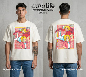 El Precio de la Alquimia | El Brazo de Metal #01493 - Playera Oversized Premium | Off White - Foto en modelo