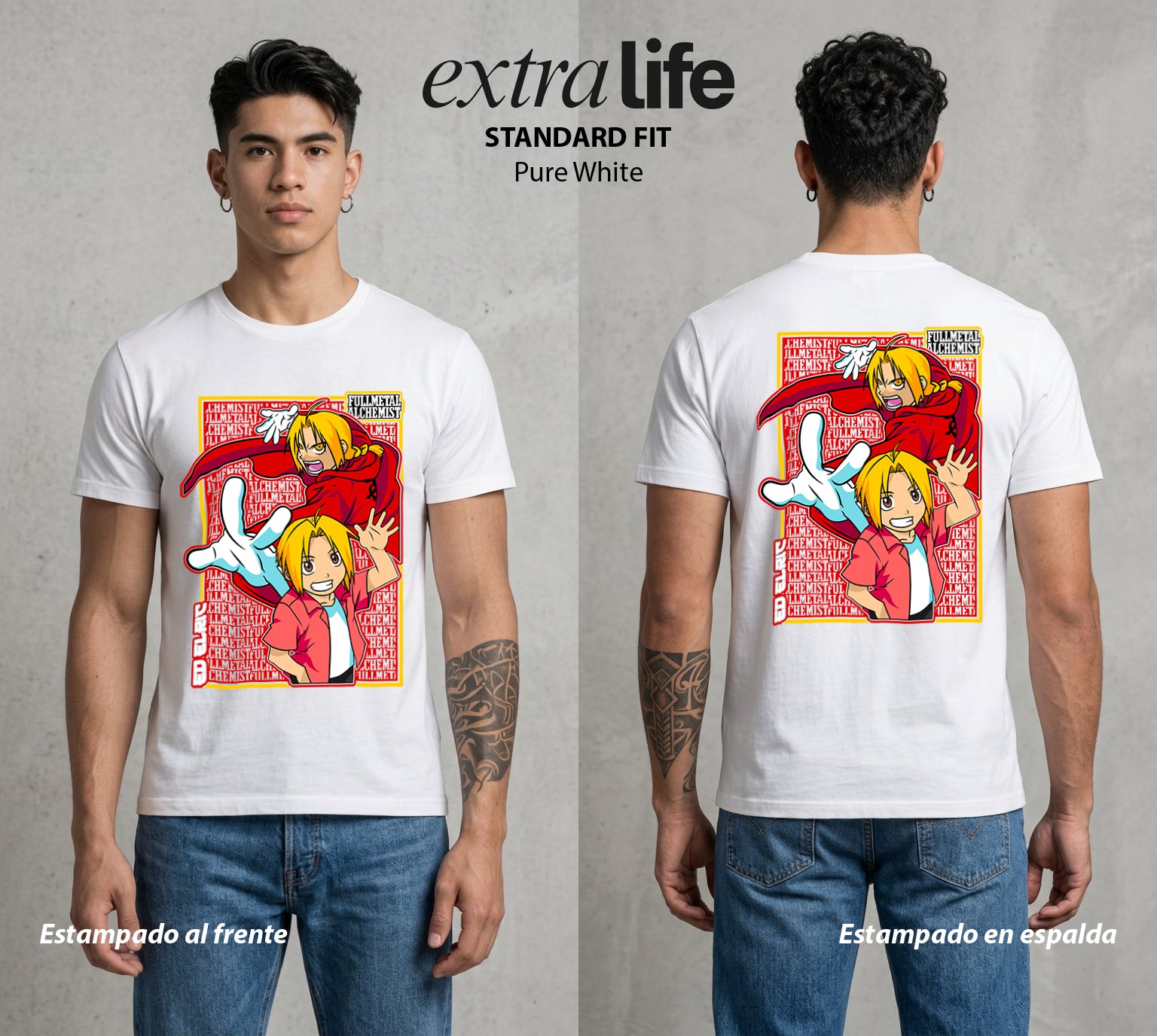 El Precio de la Alquimia | El Brazo de Metal #01493 - Playera Standard Fit | Pure White - Foto en modelo