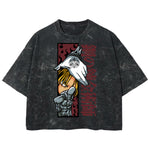 Playera streetwear premium de anime y gaming ExtraLife MX, corte boxy deluxe mineral wash heavyweight en color Acid Wash, moda urbana mexicana de culto.