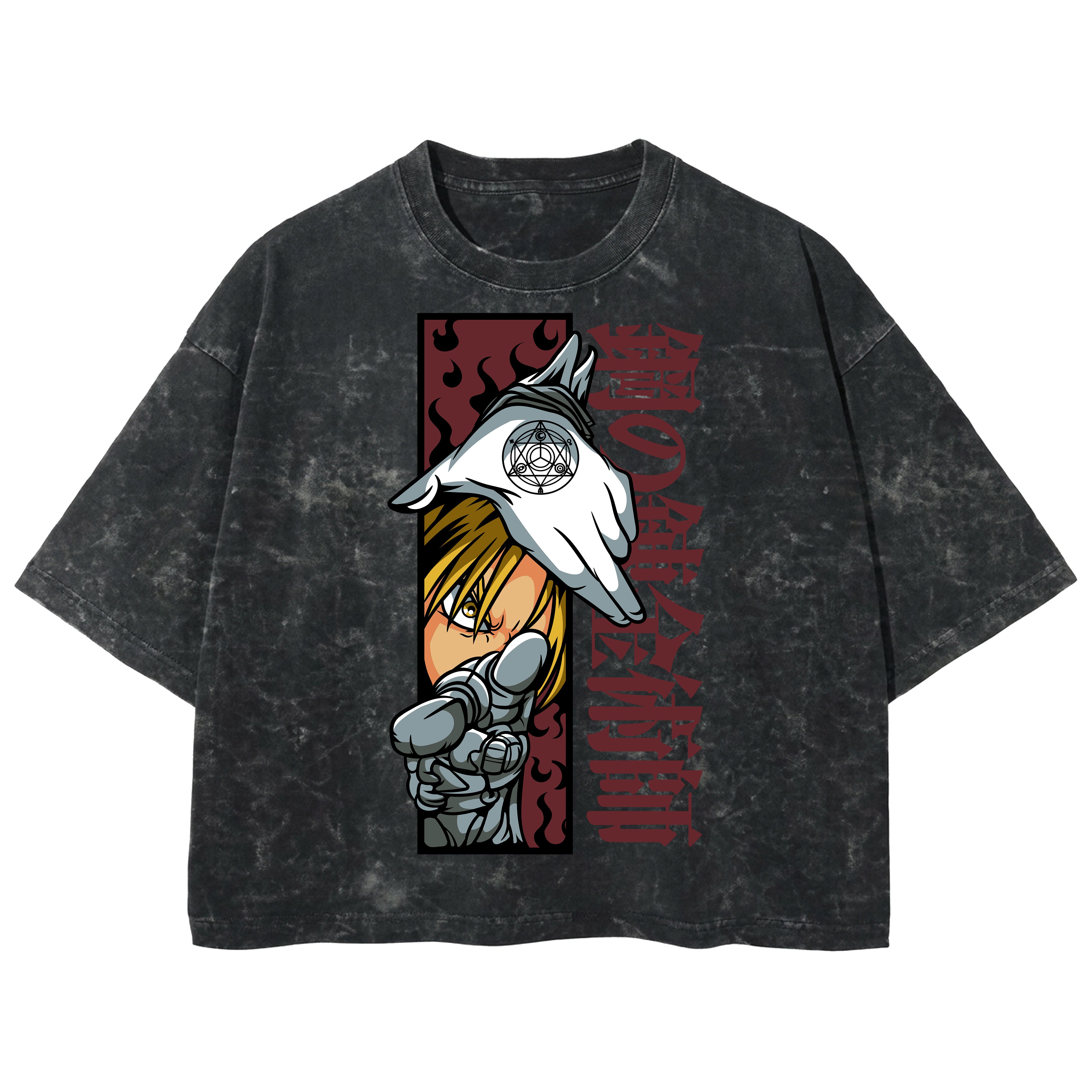 Playera streetwear premium de anime y gaming ExtraLife MX, corte boxy deluxe mineral wash heavyweight en color Acid Wash, moda urbana mexicana de culto.