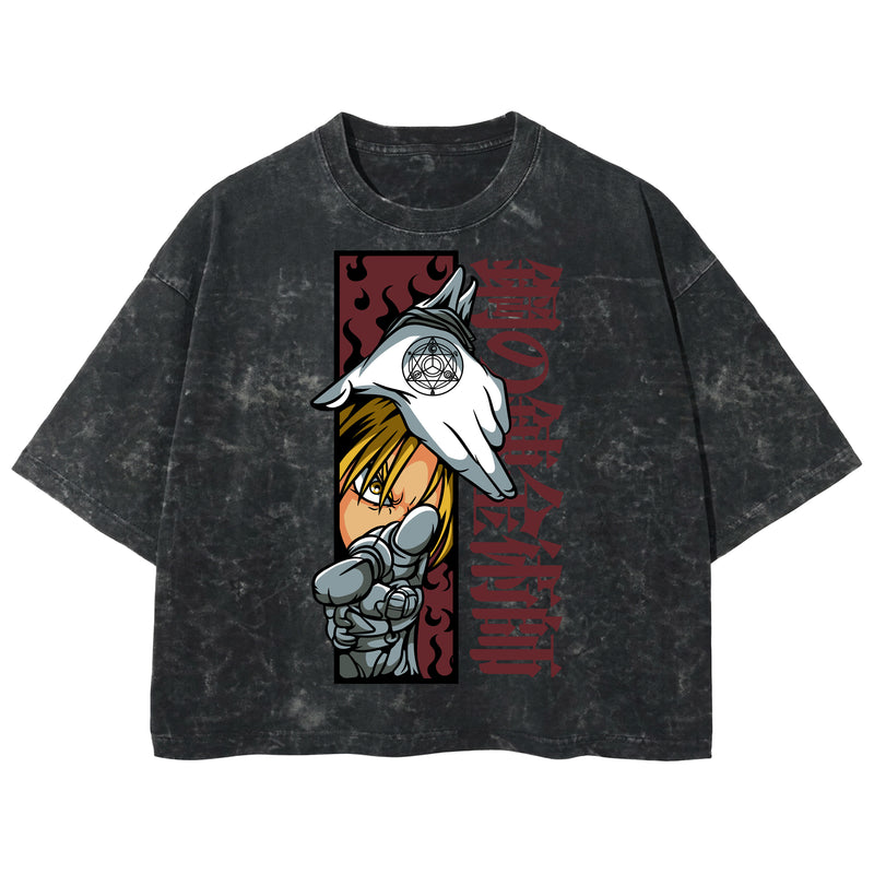 Playera streetwear premium de anime y gaming ExtraLife MX, corte boxy deluxe mineral wash heavyweight en color Acid Wash, moda urbana mexicana de culto.