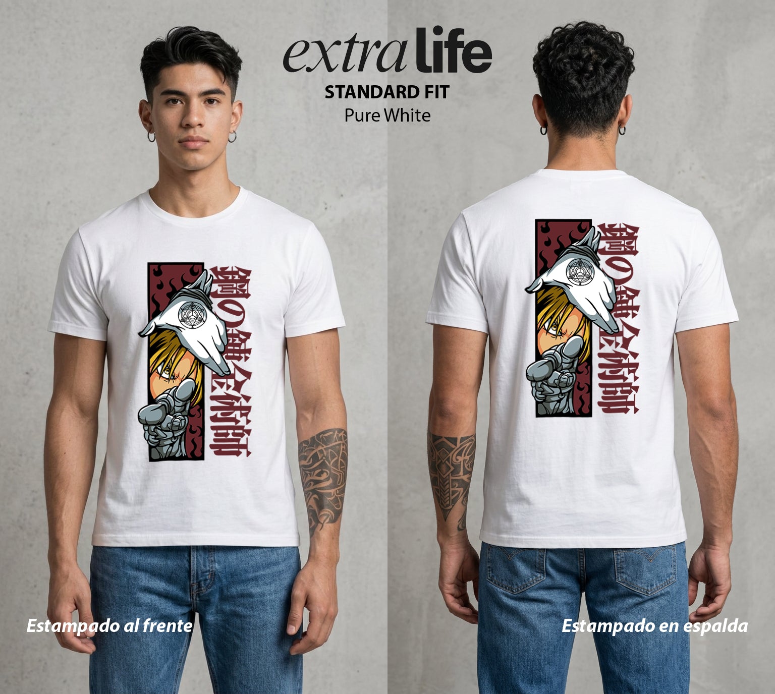 El Precio de la Alquimia | La Equivalencia del Filo #01494 - Playera Standard Fit | Pure White - Foto en modelo