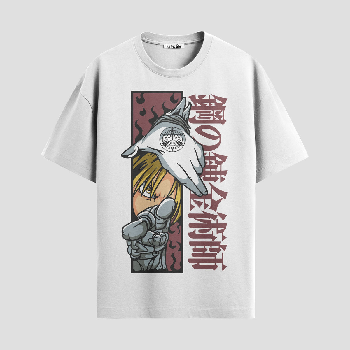 Playera urbana de anime y gaming ExtraLife MX, corte Classic Premium unisex ligero y transpirable en color Deep Black y Pure White, ropa de uso diario para gym y casual.