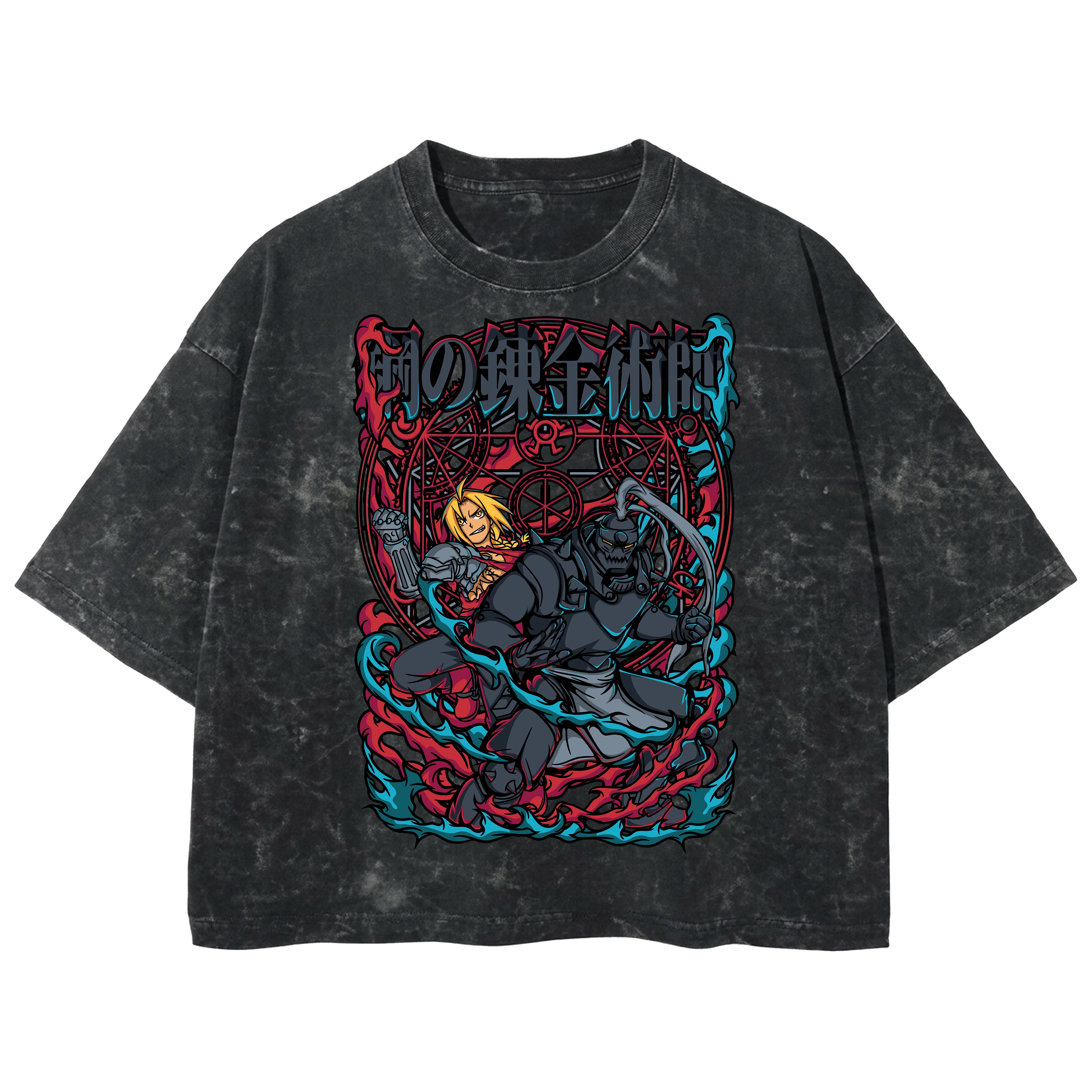 Playera streetwear premium de anime y gaming ExtraLife MX, corte boxy deluxe mineral wash heavyweight en color Acid Wash, moda urbana mexicana de culto.