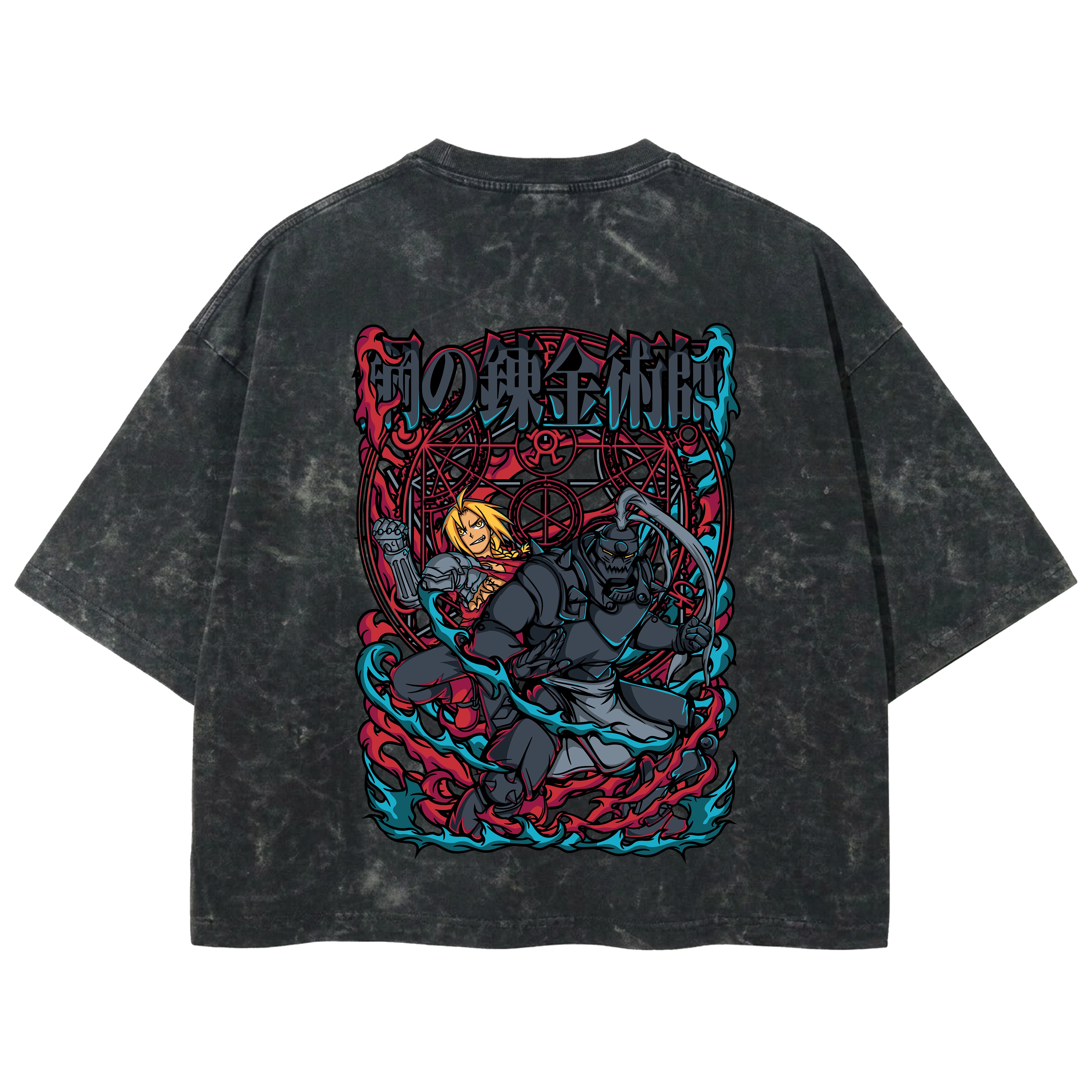 Playera streetwear premium de anime y gaming ExtraLife MX, corte boxy deluxe mineral wash heavyweight en color Acid Wash, moda urbana mexicana de culto.