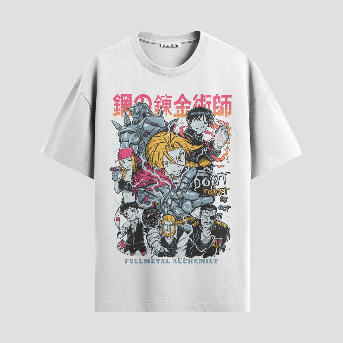 Playera urbana de anime y gaming ExtraLife MX, corte Classic Premium unisex ligero y transpirable en color Deep Black y Pure White, ropa de uso diario para gym y casual.