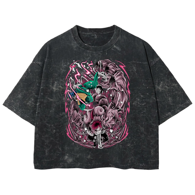 Playera streetwear premium de anime y gaming ExtraLife MX, corte boxy deluxe mineral wash heavyweight en color Acid Wash, moda urbana mexicana de culto.