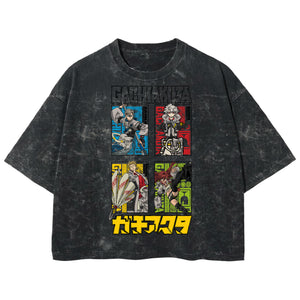 Playera streetwear premium de anime y gaming ExtraLife MX, corte boxy deluxe mineral wash heavyweight en color Acid Wash, moda urbana mexicana de culto.