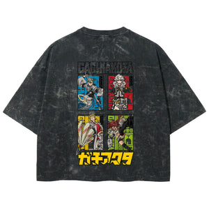Playera streetwear premium de anime y gaming ExtraLife MX, corte boxy deluxe mineral wash heavyweight en color Acid Wash, moda urbana mexicana de culto.