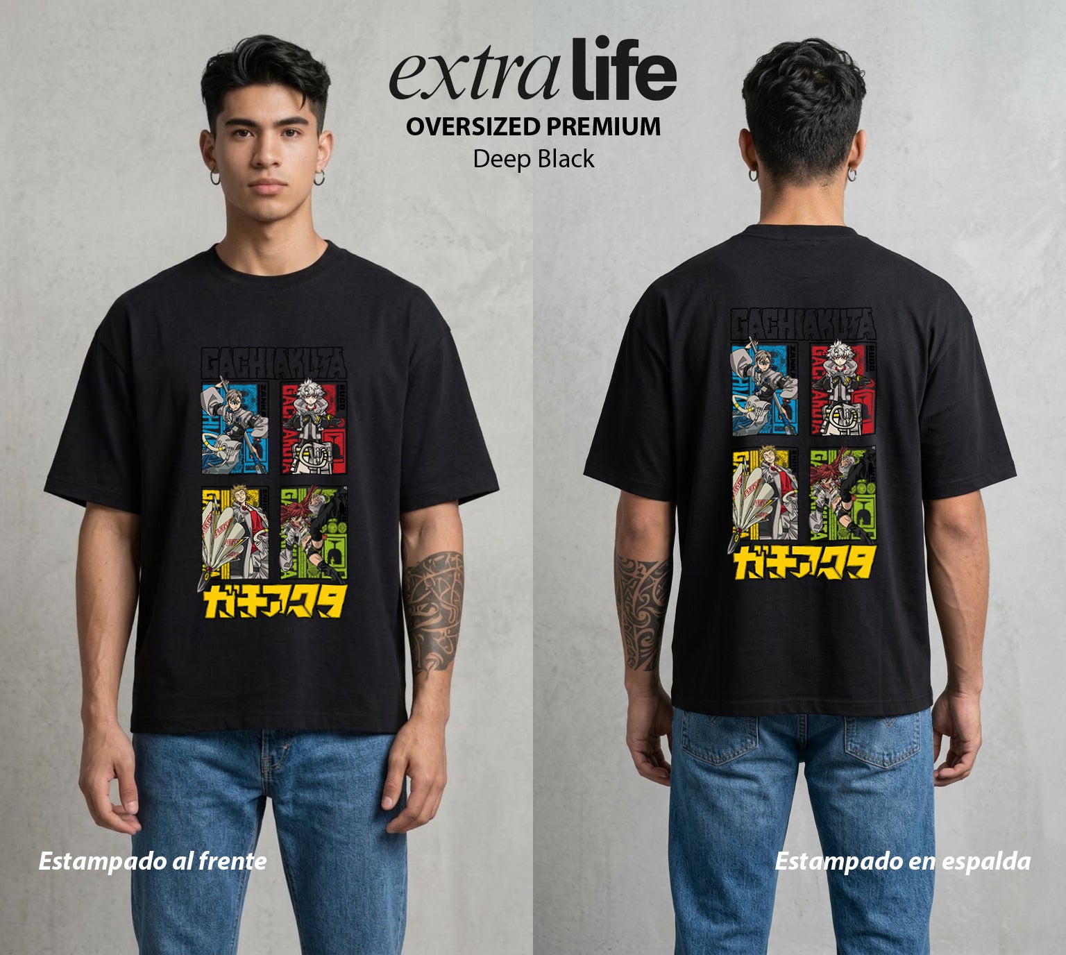 Arte del Desecho | Los del Vertedero #01500 - Playera Oversized Premium | Deep Black - Foto en modelo