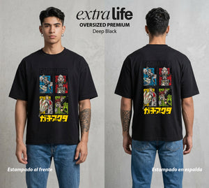 Arte del Desecho | Los del Vertedero #01500 - Playera Oversized Premium | Deep Black - Foto en modelo