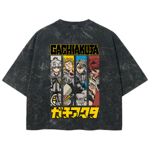 Playera streetwear premium de anime y gaming ExtraLife MX, corte boxy deluxe mineral wash heavyweight en color Acid Wash, moda urbana mexicana de culto.