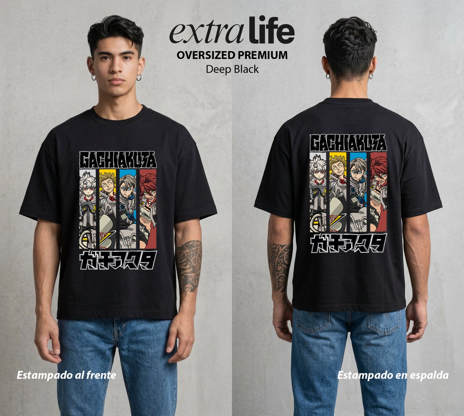 Arte del Desecho | Los del Vertedero #01502 - Playera Oversized Premium | Deep Black - Foto en modelo