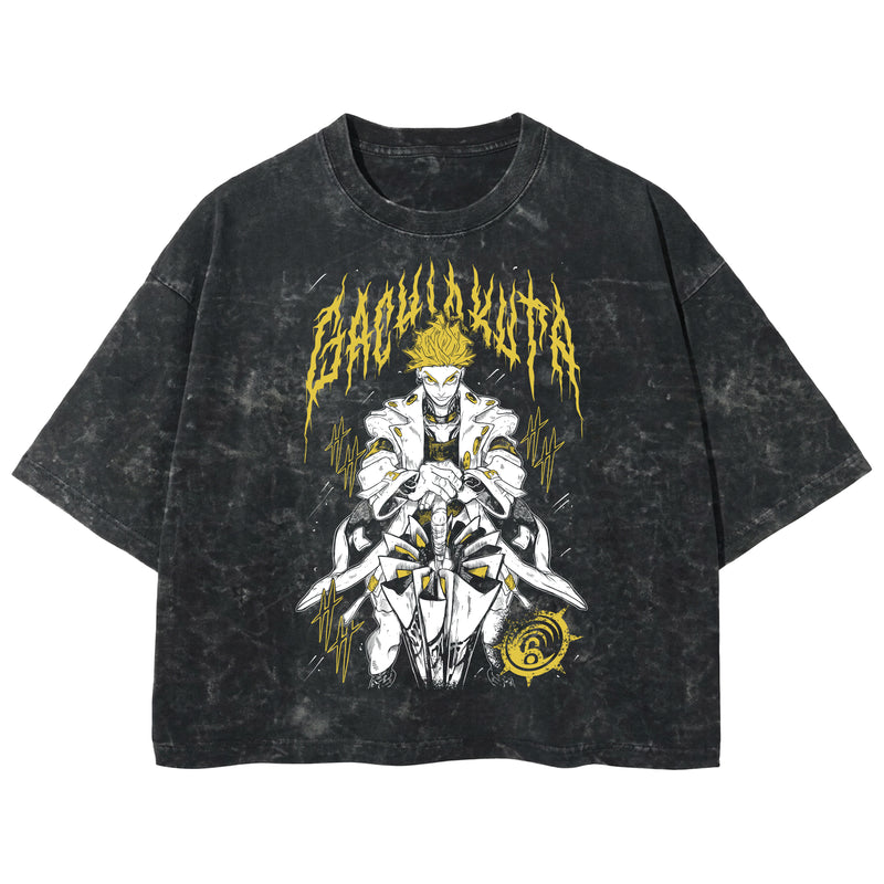 Playera streetwear premium de anime y gaming ExtraLife MX, corte boxy deluxe mineral wash heavyweight en color Acid Wash, moda urbana mexicana de culto.