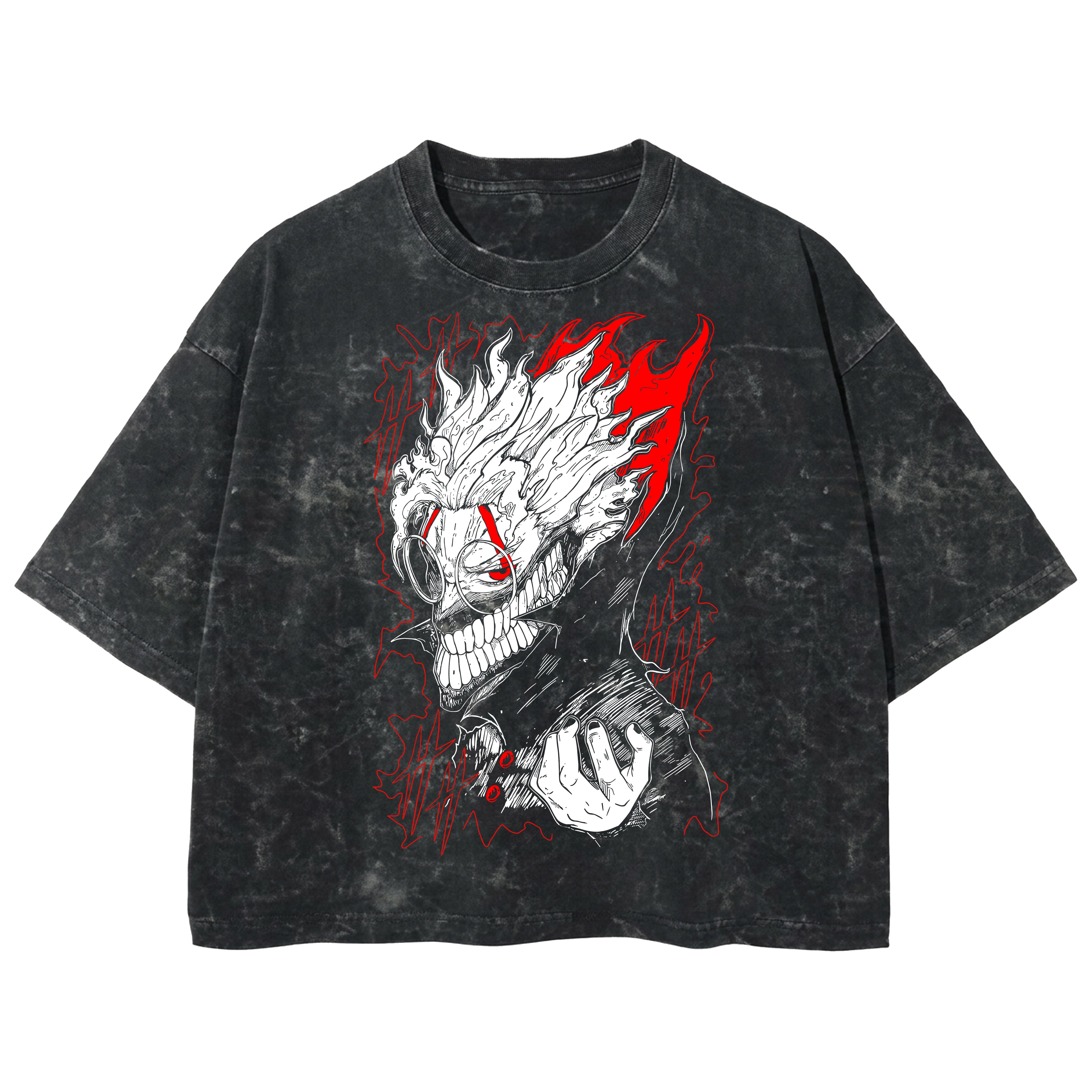Playera streetwear premium de anime y gaming ExtraLife MX, corte boxy deluxe mineral wash heavyweight en color Acid Wash, moda urbana mexicana de culto.