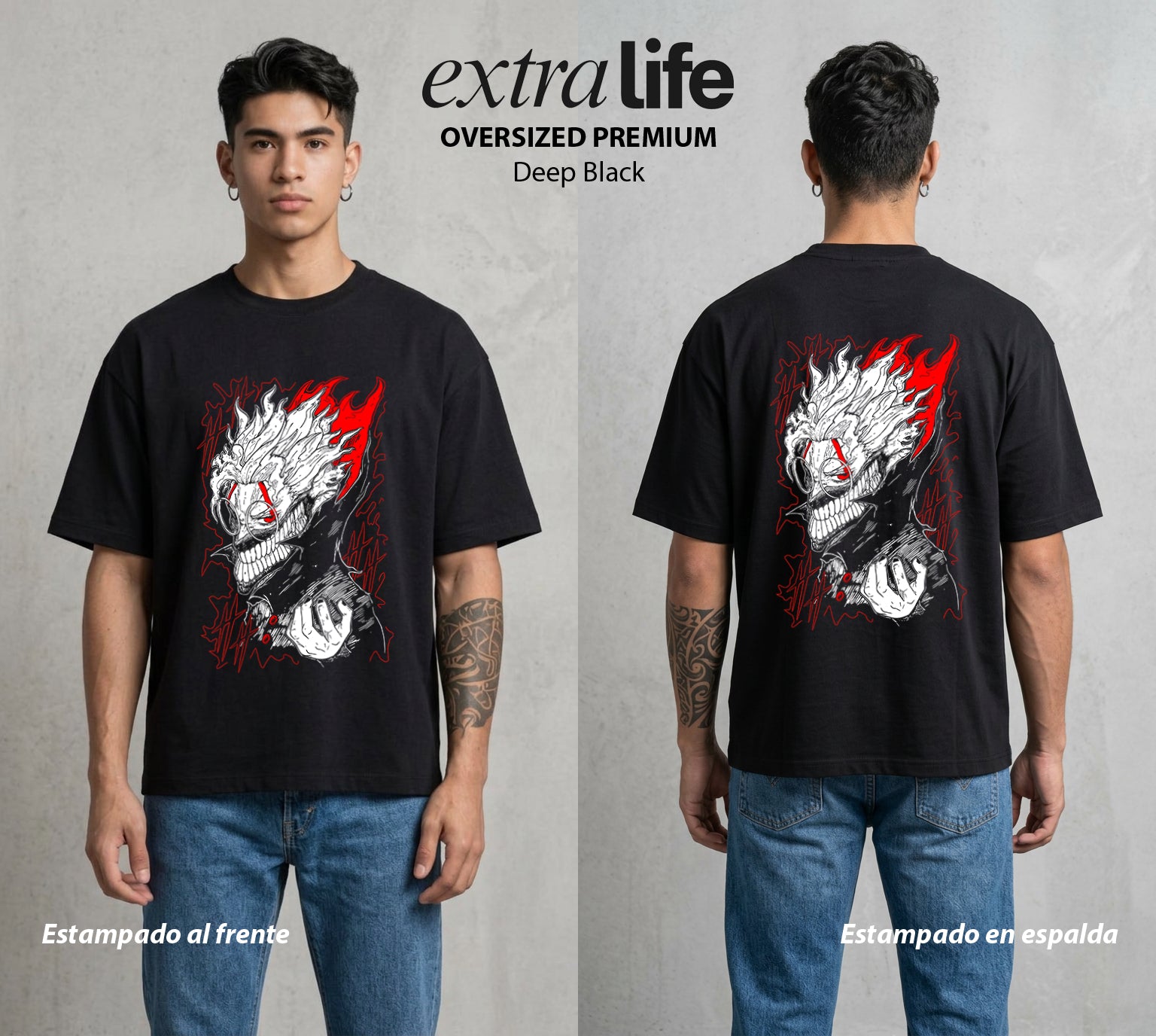 Arte del Desecho | El Artista del Vertedero #01506 - Playera Oversized Premium | Deep Black - Foto en modelo
