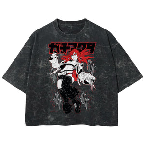 Playera streetwear premium de anime y gaming ExtraLife MX, corte boxy deluxe mineral wash heavyweight en color Acid Wash, moda urbana mexicana de culto.
