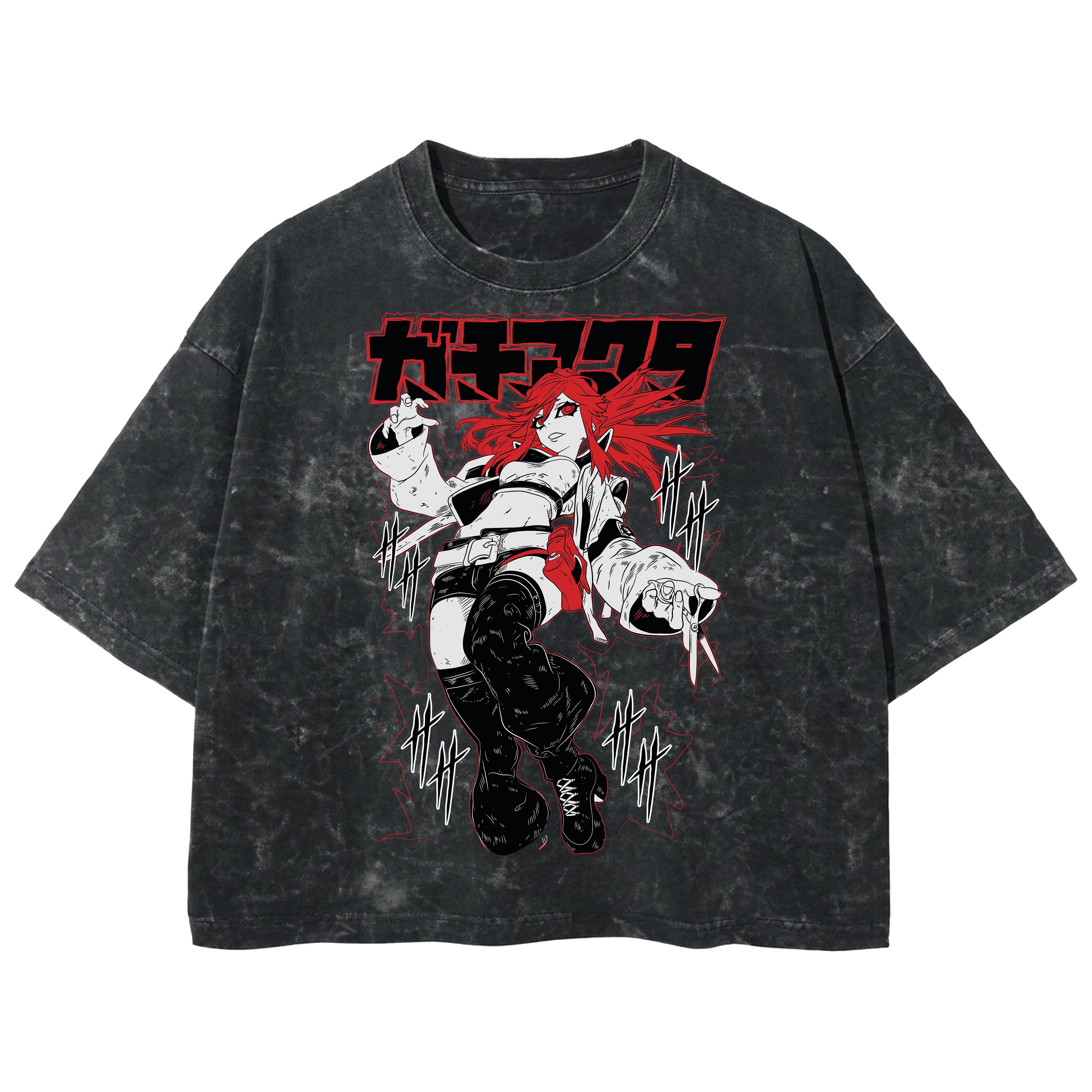 Playera streetwear premium de anime y gaming ExtraLife MX, corte boxy deluxe mineral wash heavyweight en color Acid Wash, moda urbana mexicana de culto.