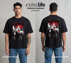 Arte del Desecho | La Guardiana del Residuo #01507 - Playera Oversized Premium | Deep Black - Foto en modelo
