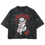 Playera streetwear premium de anime y gaming ExtraLife MX, corte boxy deluxe mineral wash heavyweight en color Acid Wash, moda urbana mexicana de culto.