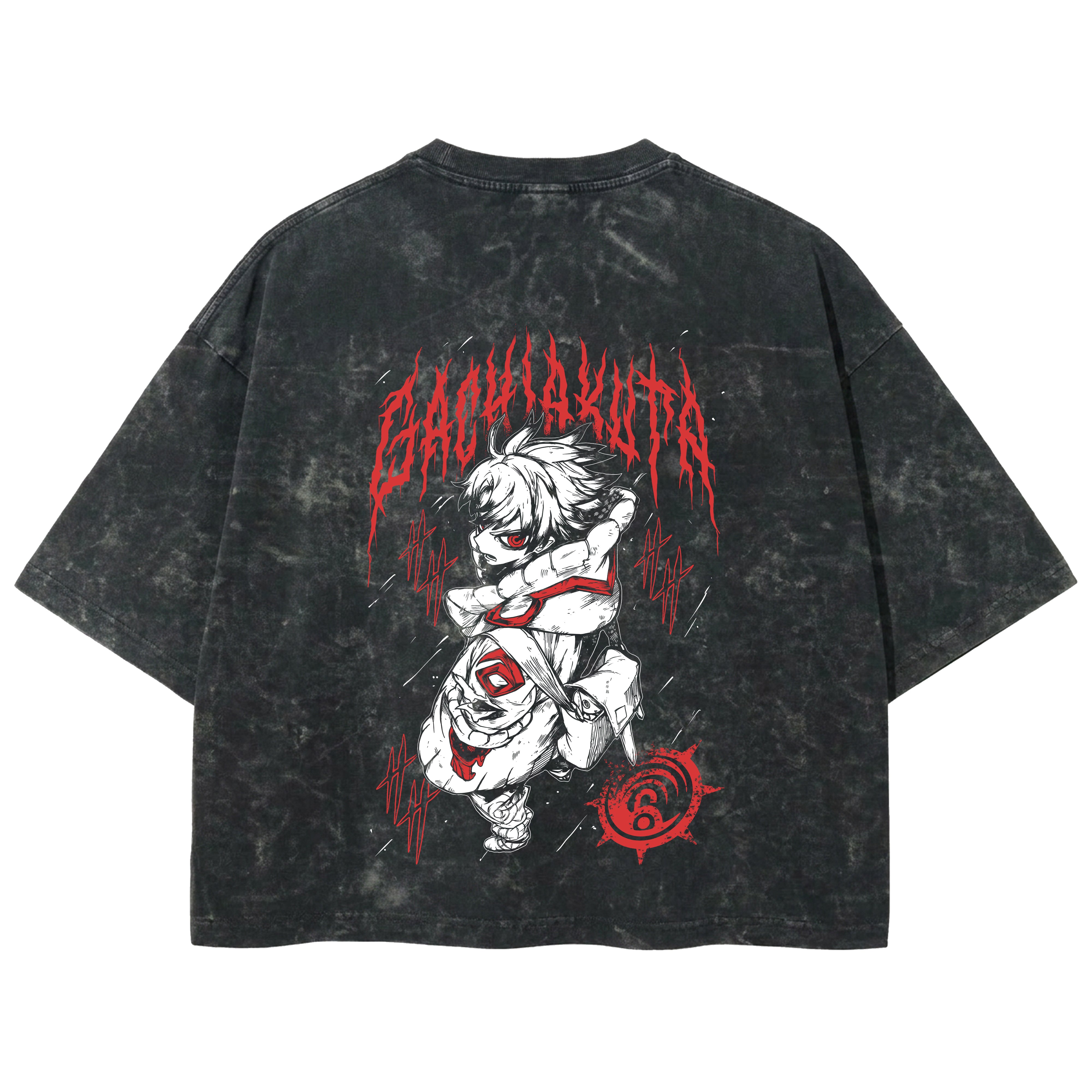 Playera streetwear premium de anime y gaming ExtraLife MX, corte boxy deluxe mineral wash heavyweight en color Acid Wash, moda urbana mexicana de culto.