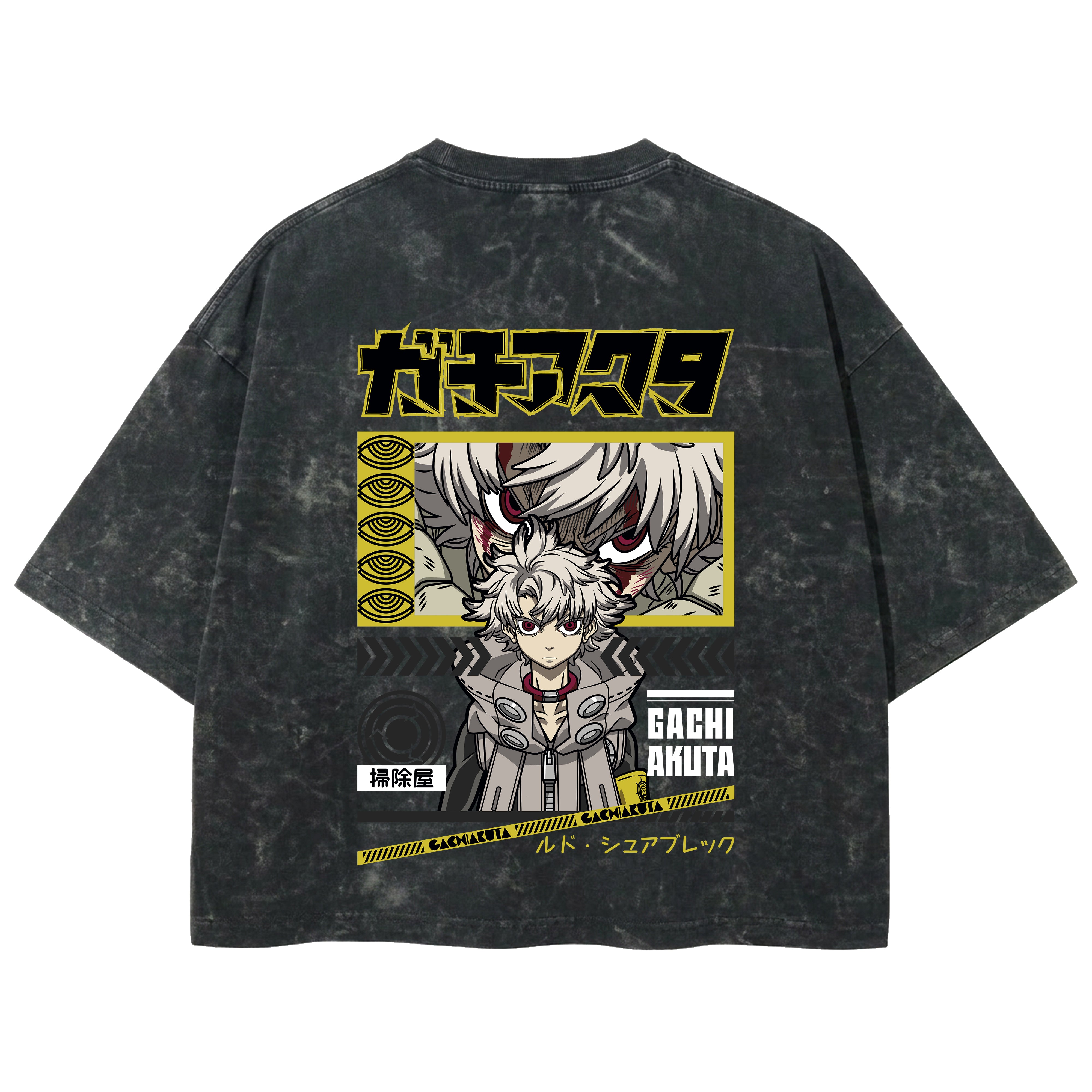 Playera streetwear premium de anime y gaming ExtraLife MX, corte boxy deluxe mineral wash heavyweight en color Acid Wash, moda urbana mexicana de culto.