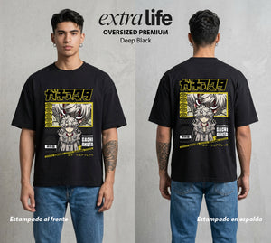 Arte del Desecho | El Fondo del Mundo #01510 - Playera Oversized Premium | Deep Black - Foto en modelo