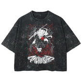 Playera streetwear premium de anime y gaming ExtraLife MX, corte boxy deluxe mineral wash heavyweight en color Acid Wash, moda urbana mexicana de culto.