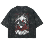 Playera streetwear premium de anime y gaming ExtraLife MX, corte boxy deluxe mineral wash heavyweight en color Acid Wash, moda urbana mexicana de culto.