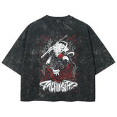 Playera streetwear premium de anime y gaming ExtraLife MX, corte boxy deluxe mineral wash heavyweight en color Acid Wash, moda urbana mexicana de culto.
