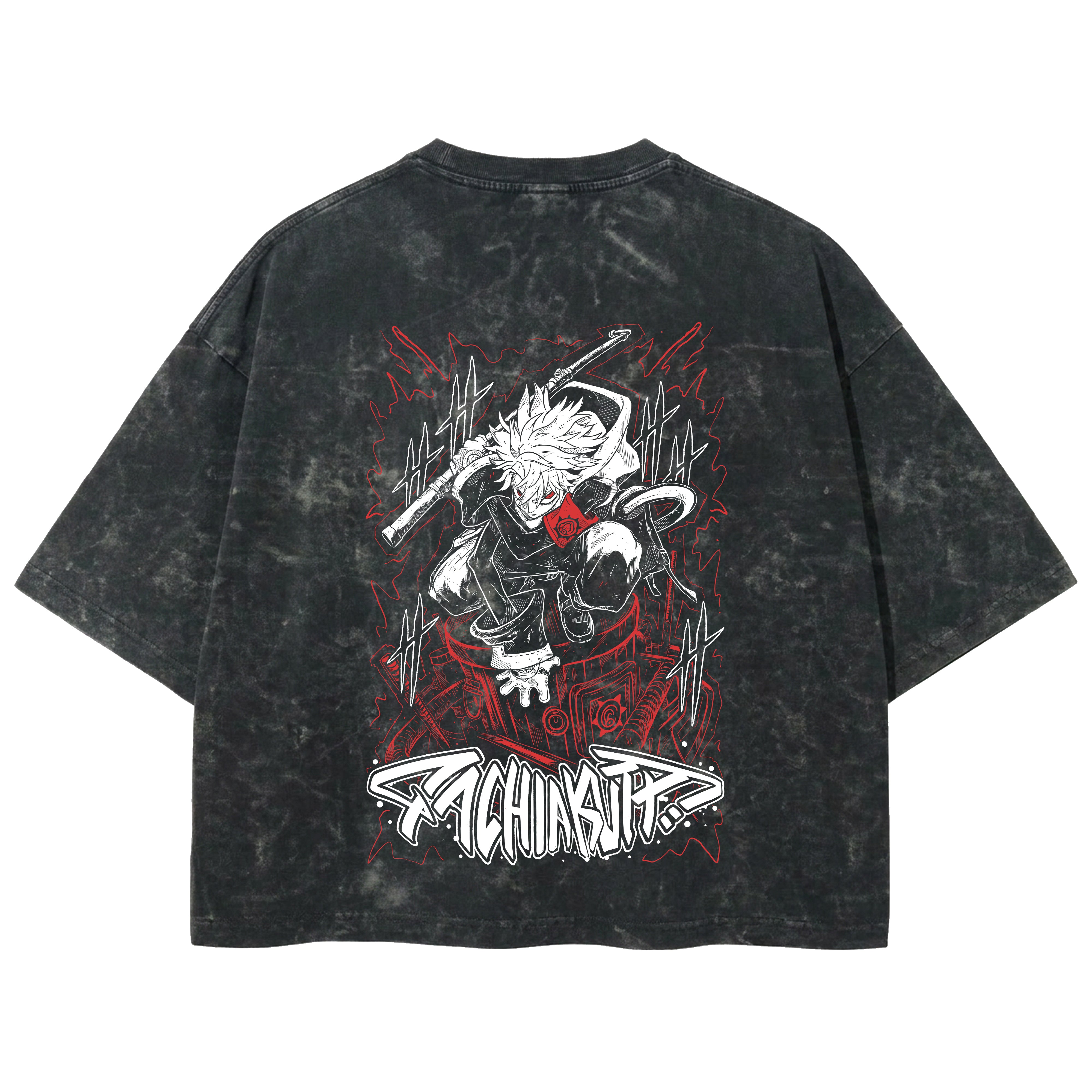 Playera streetwear premium de anime y gaming ExtraLife MX, corte boxy deluxe mineral wash heavyweight en color Acid Wash, moda urbana mexicana de culto.