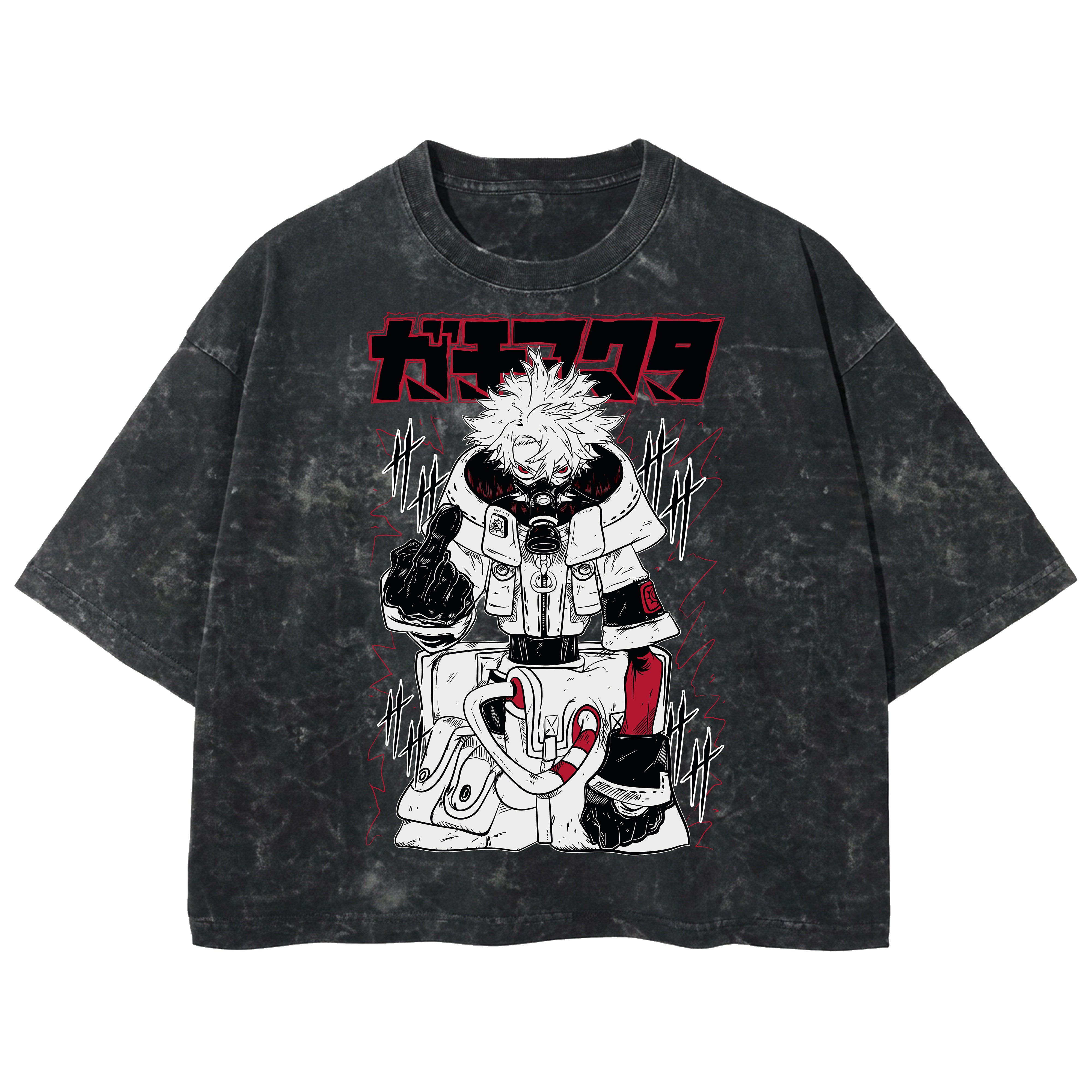 Playera streetwear premium de anime y gaming ExtraLife MX, corte boxy deluxe mineral wash heavyweight en color Acid Wash, moda urbana mexicana de culto.