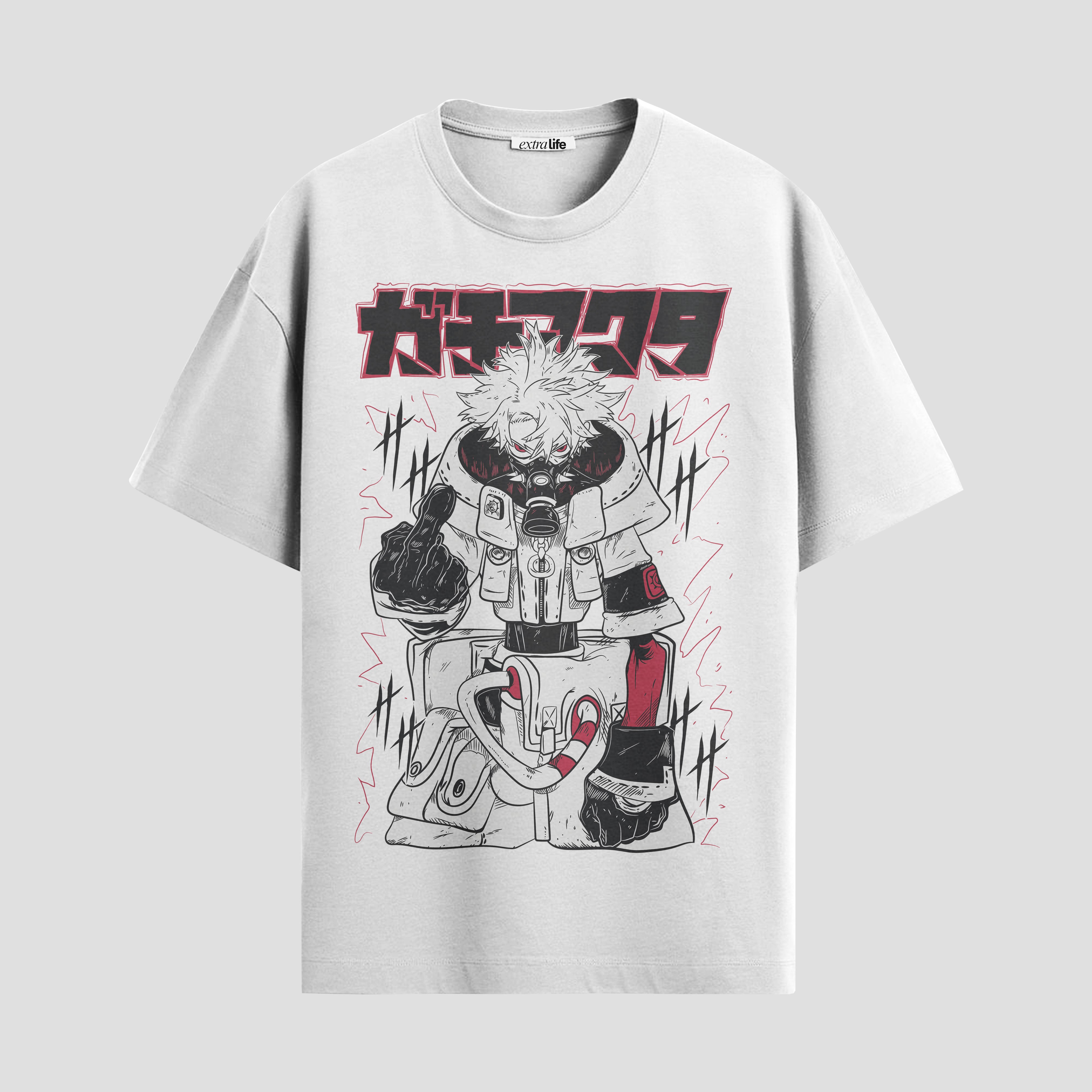 Playera urbana de anime y gaming ExtraLife MX, corte Standard Fit unisex ligero y transpirable en color Deep Black y Pure White, ropa de uso diario para gym y casual.