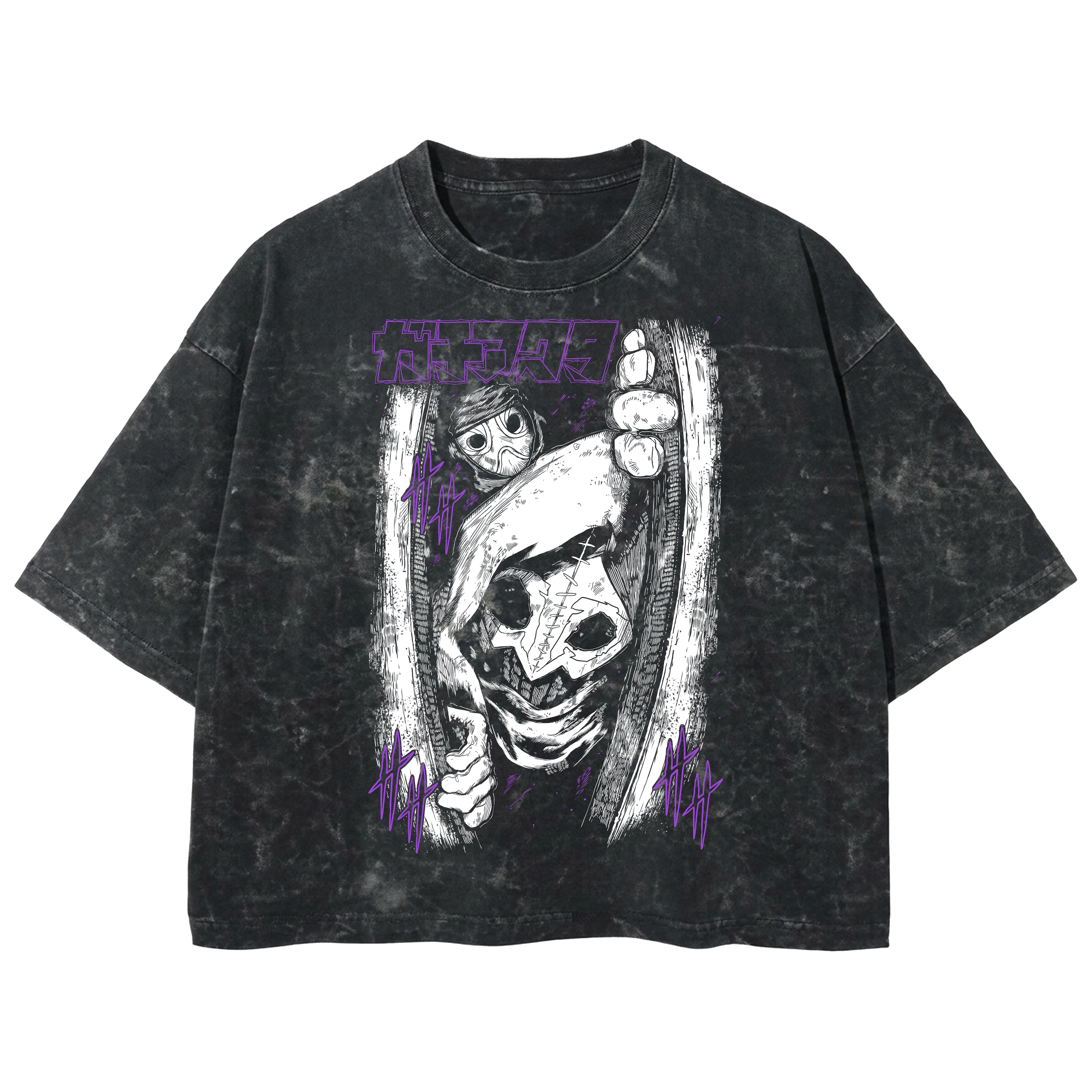 Playera streetwear premium de anime y gaming ExtraLife MX, corte boxy deluxe mineral wash heavyweight en color Acid Wash, moda urbana mexicana de culto.