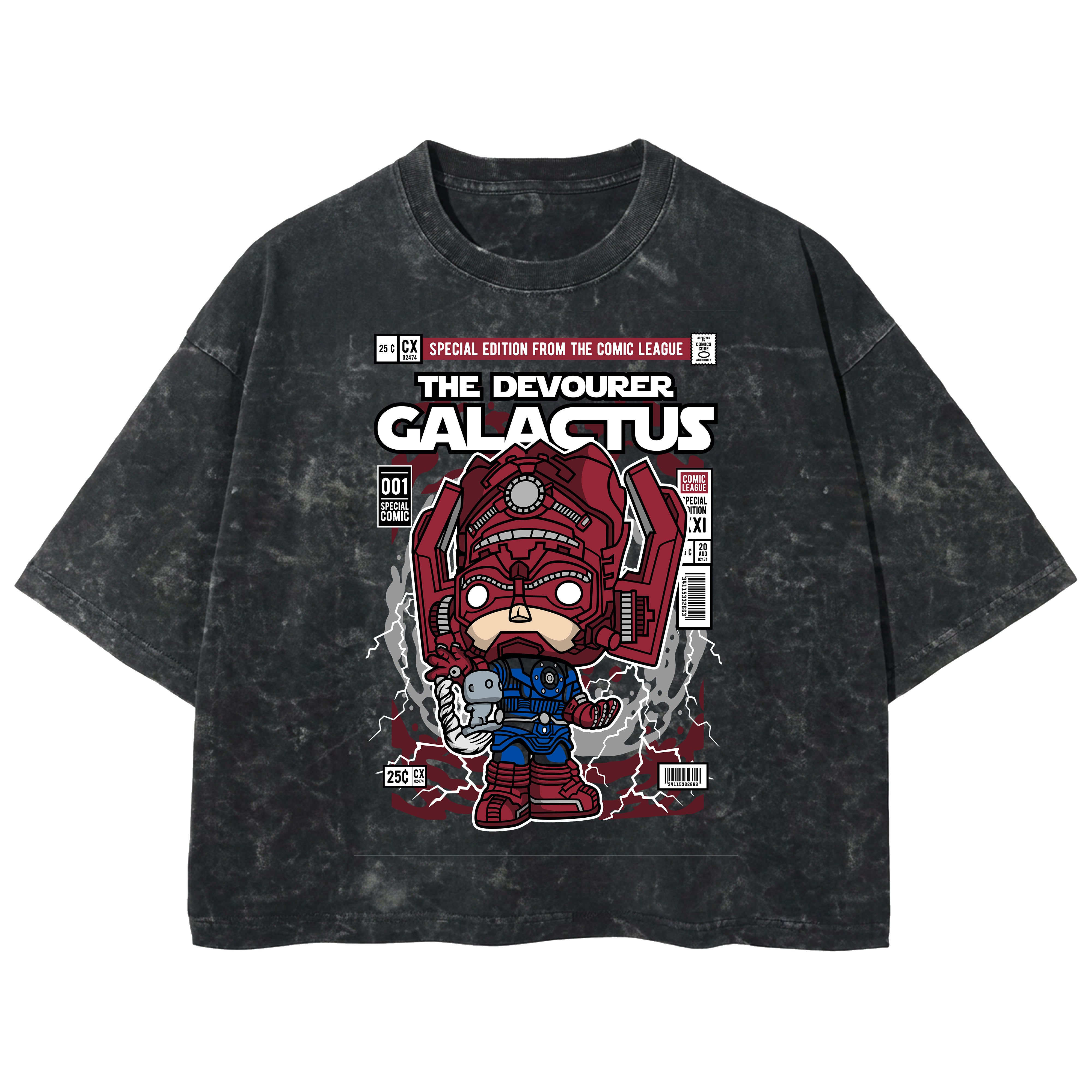 Playera streetwear premium de anime y gaming ExtraLife MX, corte boxy deluxe mineral wash heavyweight en color Acid Wash, moda urbana mexicana de culto.