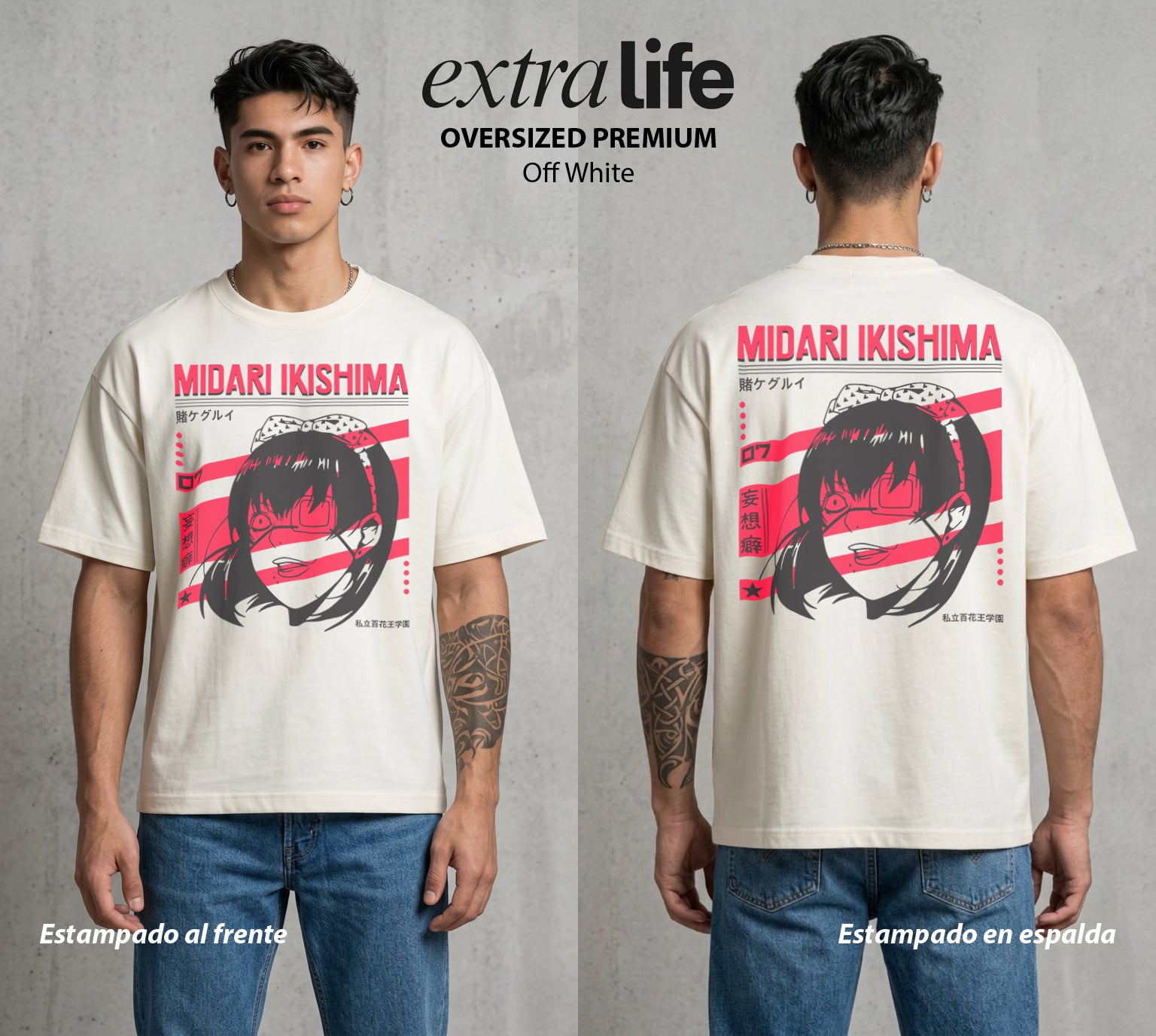La Escuela del Apostador | La Ruleta Rusa #01515 - Playera Oversized Premium | Off White - Foto en modelo